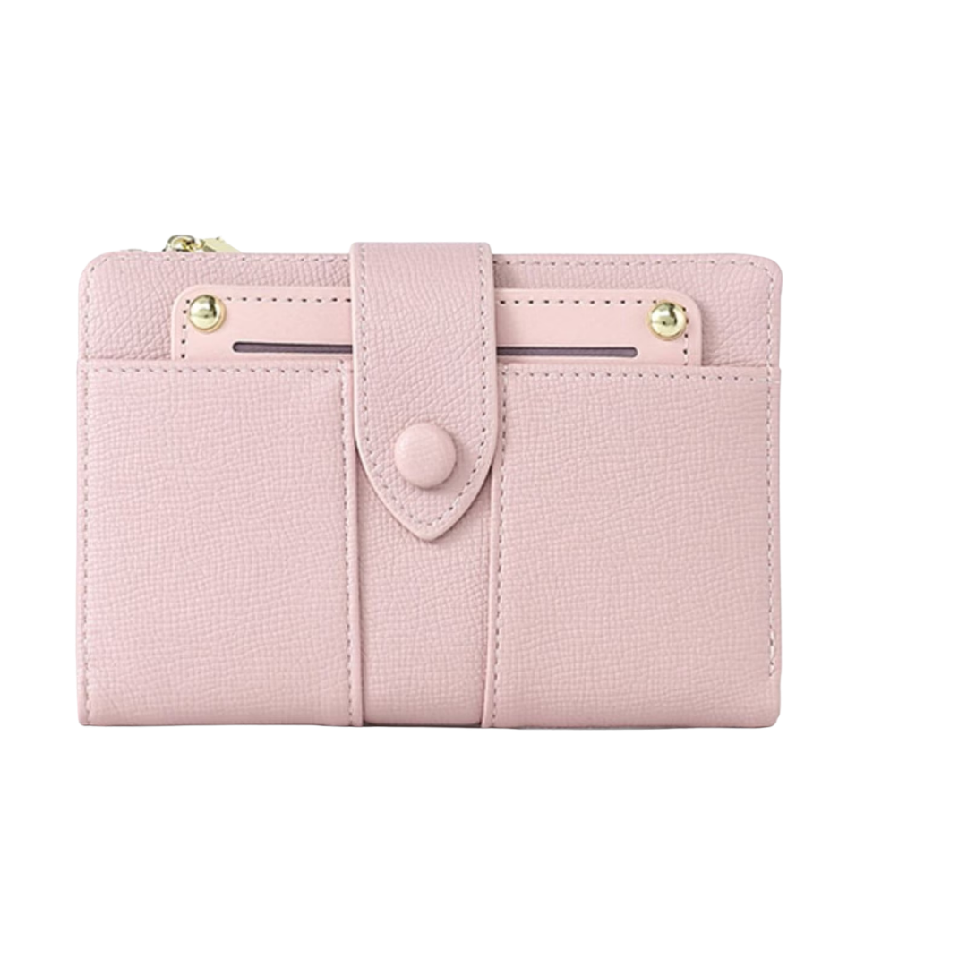 Women's Slim Card Wallet with Coin Pocket Medium Pink