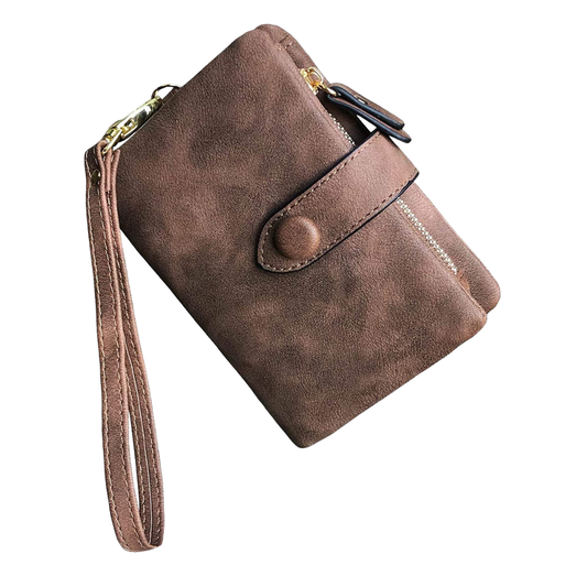 Women's Bifold Leather Wallet with Card Holder Medium Brown