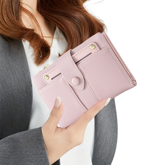Women's Slim Card Wallet with Coin Pocket Medium Pink