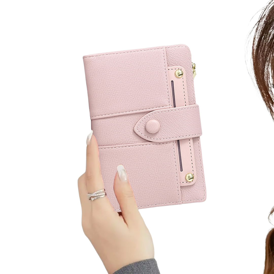 Women's Slim Card Wallet with Coin Pocket Medium Pink