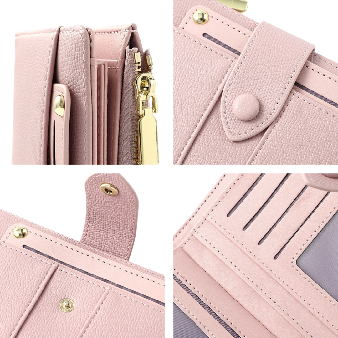 Women's Slim Card Wallet with Coin Pocket Medium Pink